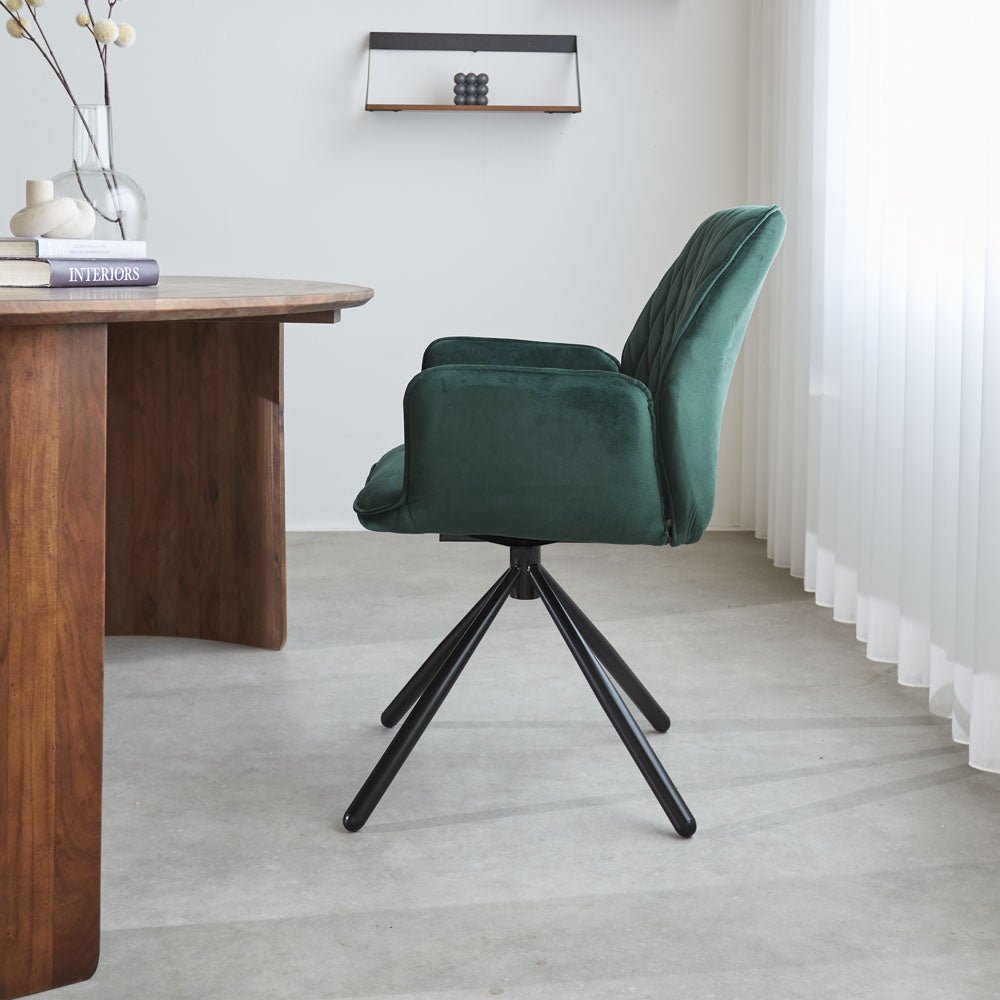 Dining room chair Novan velvet Dimehouse Green LxWxH 71x64x56 Fabric Atmospheric photo side view