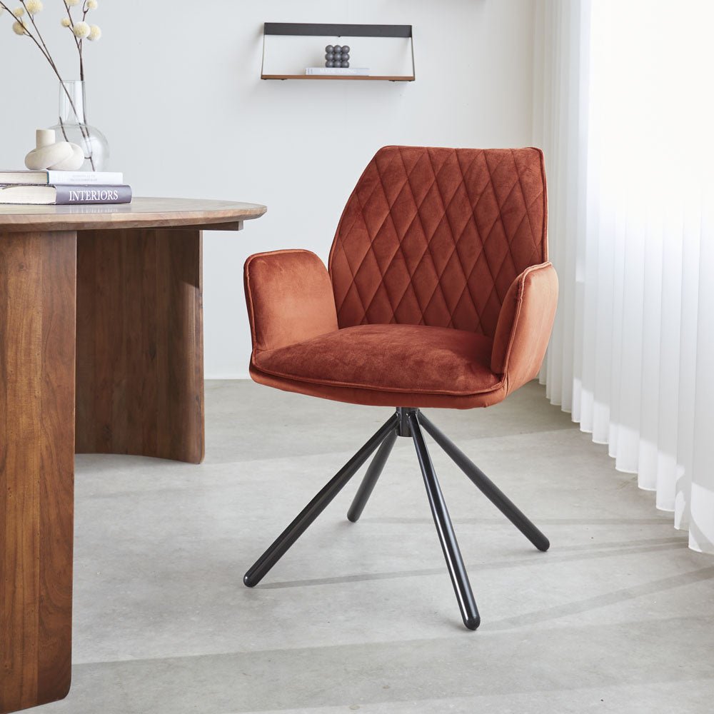 Dining room chair Novan velvet Dimehouse Copper LxWxH 71x64x56 Fabric Atmospheric photo diagonal front view