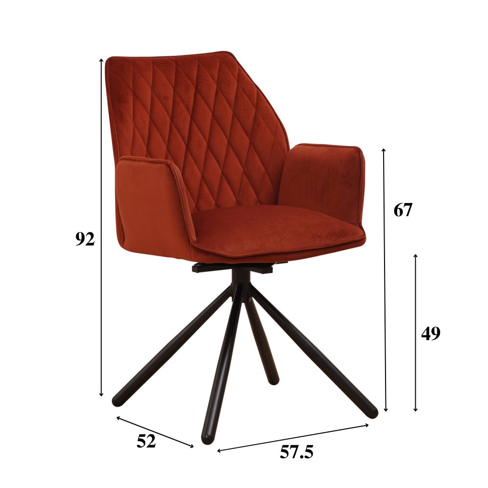 Dining room chair Novan velvet Dimehouse Copper LxWxH 71x64x56 Fabric White photo size indication