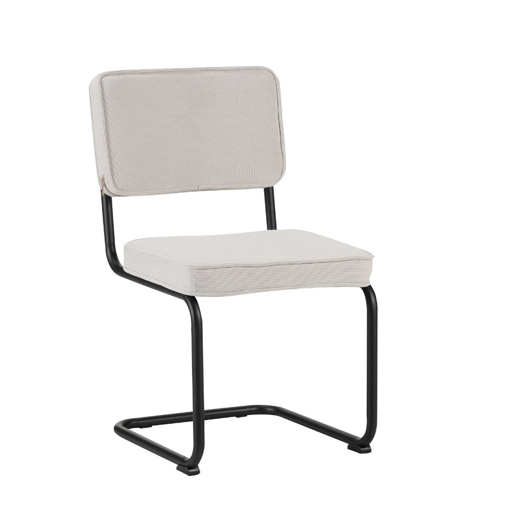 Dining room chair Remo ribbed fabric Dimehouse Beige LxWxH 56x55x52 Rib fabric White photo diagonal front view