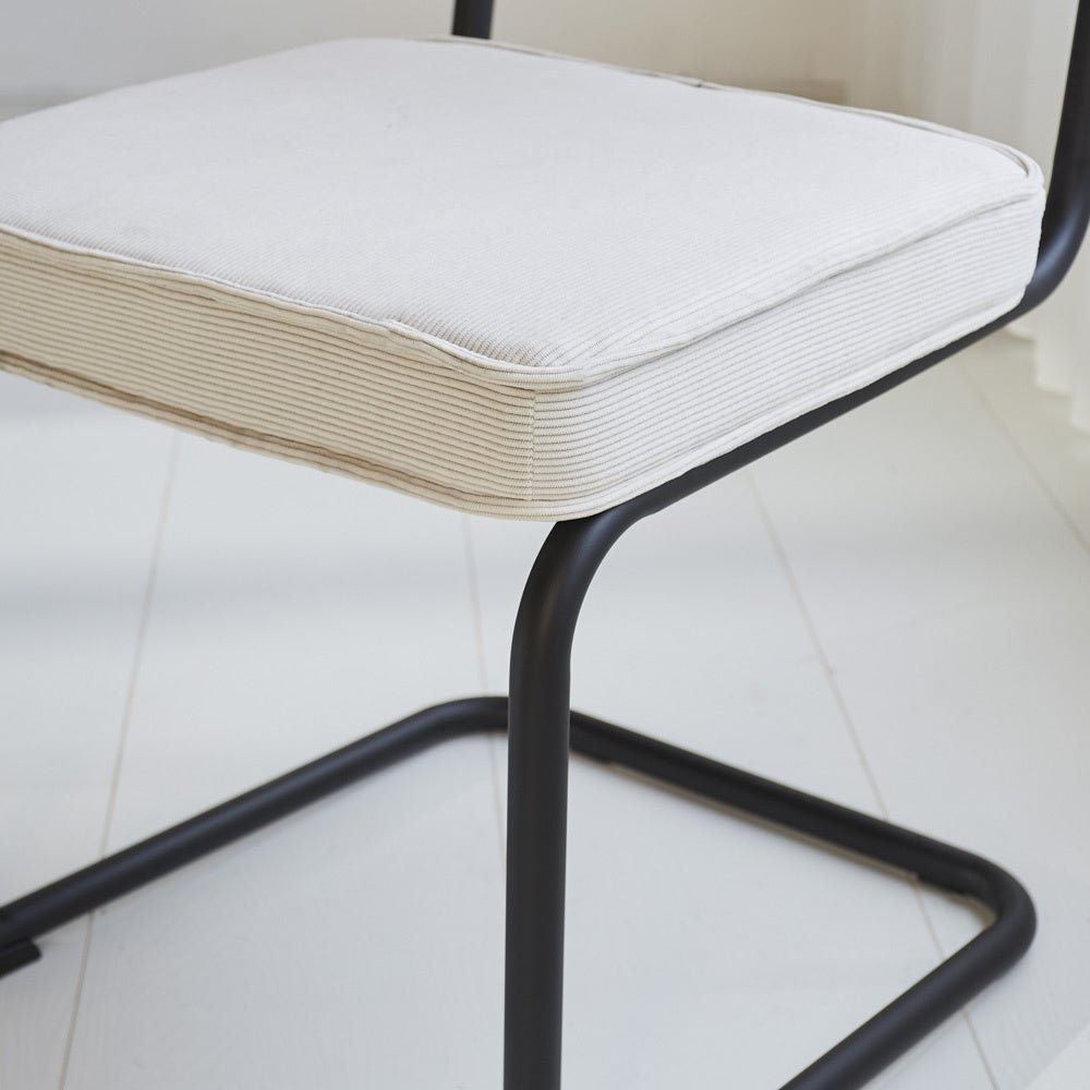 Dining room chair Remo ribbed fabric Dimehouse Beige LxWxH 56x55x52 Rib fabric Atmospheric photo detail