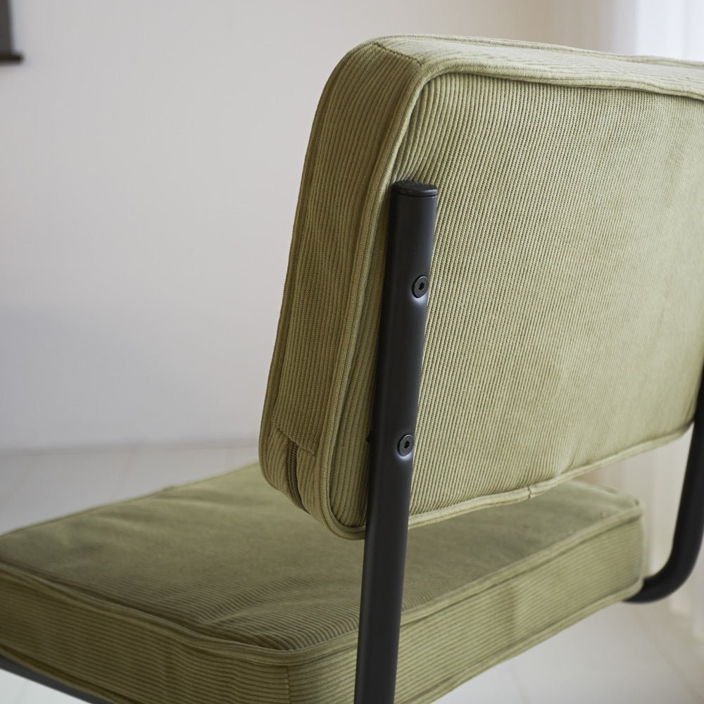 Dining room chair Remo ribbed fabric Dimehouse Green LxWxH 56x55x52 Rib fabric Atmospheric photo detail