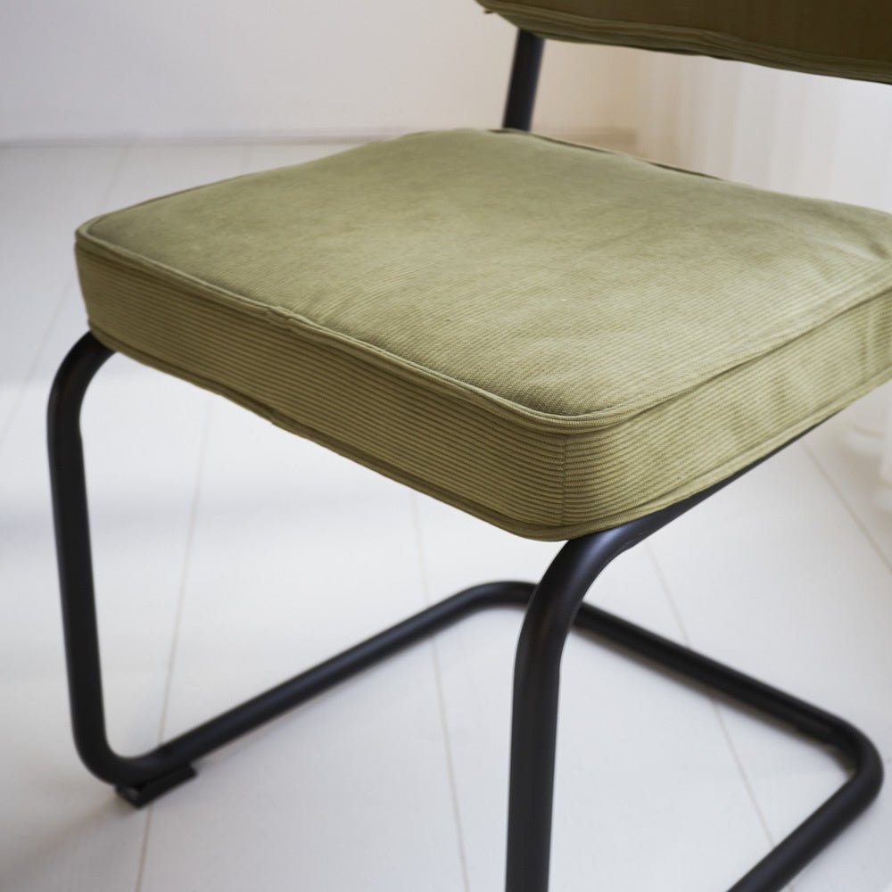 Dining room chair Remo ribbed fabric Dimehouse Green LxWxH 56x55x52 Rib fabric Atmospheric photo detail
