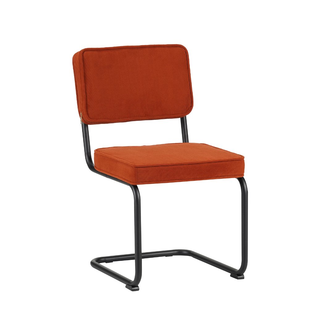 Dining room chair Remo ribbed fabric Dimehouse Rust LxWxH 56x55x52 Rib fabric White photo diagonal front view