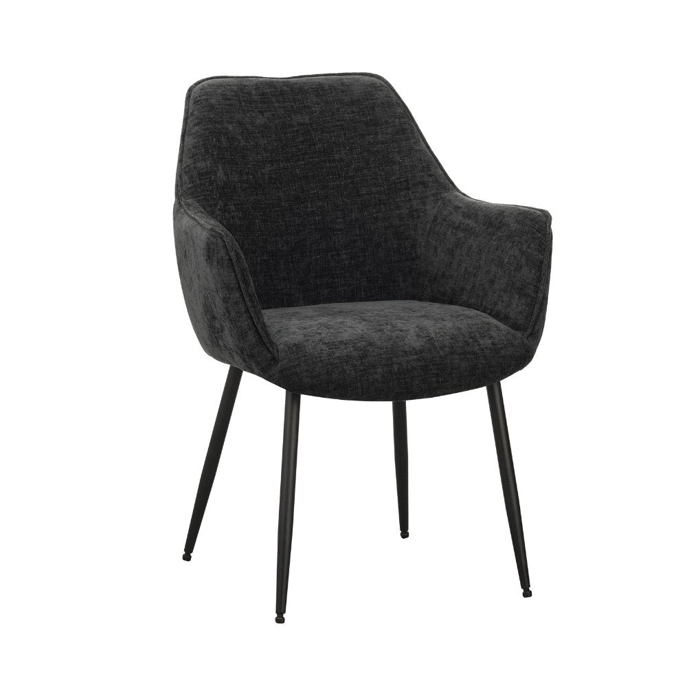Dining room chair Sev Dimehouse Black LxWxH 68x62x61 Fabric White photo diagonal front view