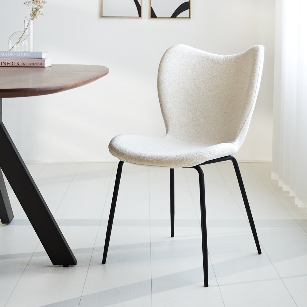 Dining room chair Sia Dimehouse White LxWxH 72x55x51 Fabric Atmospheric photo diagonal front view