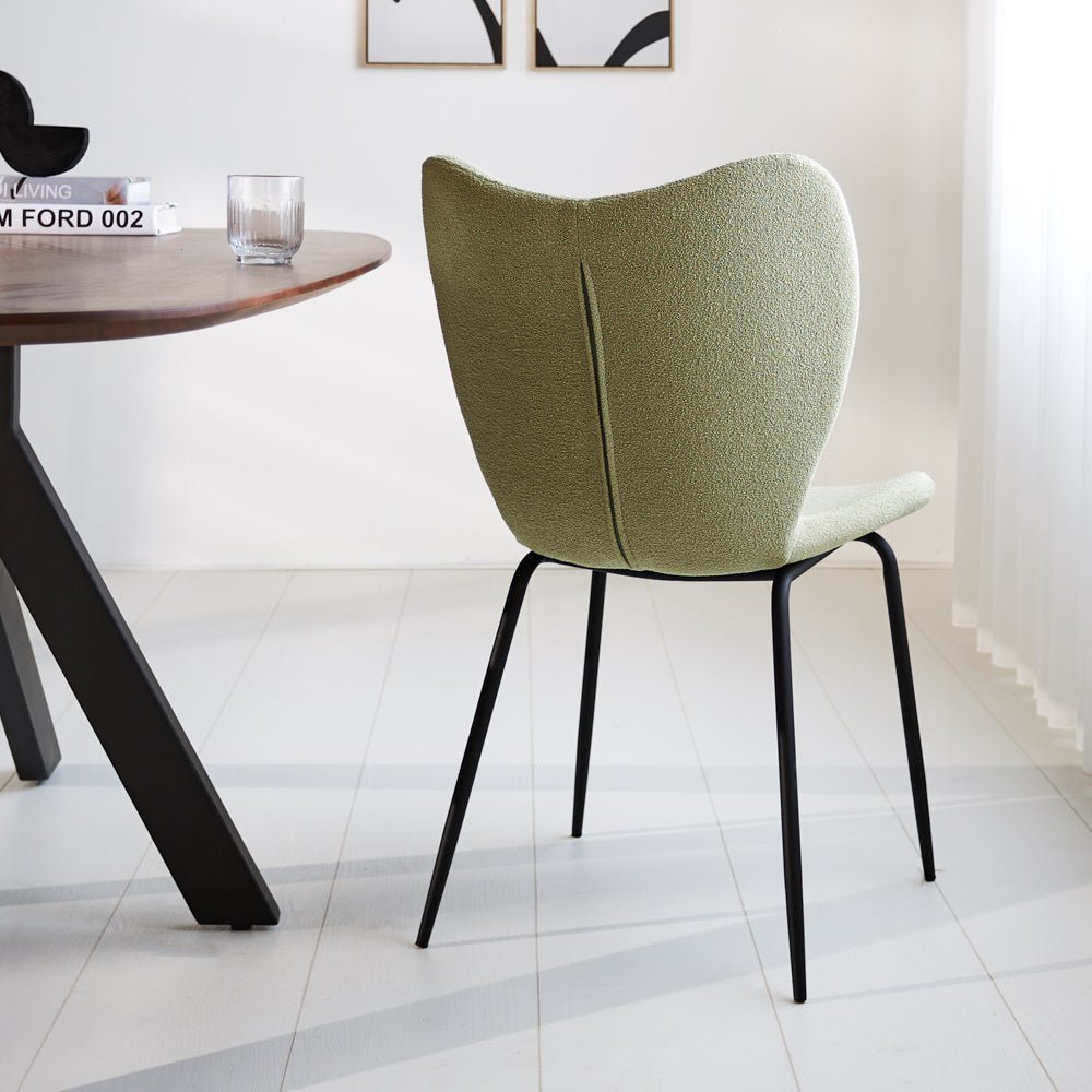 Dining room chair Sia Dimehouse Green LxWxH 72x55x51 Fabric Atmospheric photo diagonal rear view