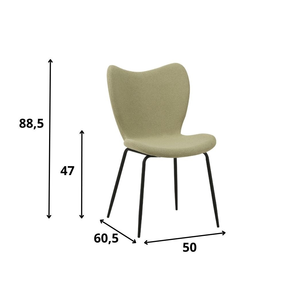 Dining room chair Sia Dimehouse Green LxWxH 72x55x51 Fabric White photo size indication