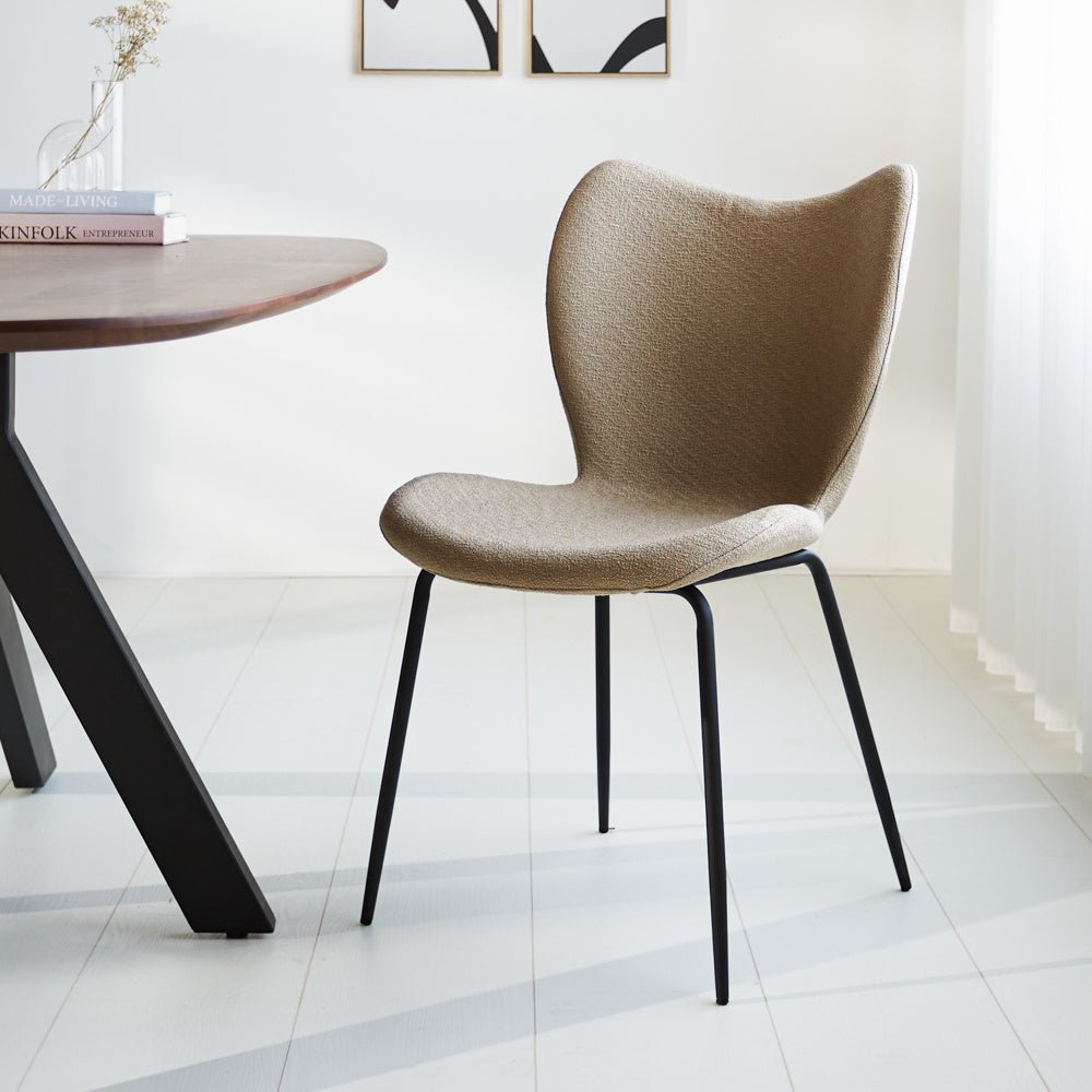 Dining room chair Sia Dimehouse Taupe LxWxH 72x55x51 Fabric Atmospheric photo diagonal front view