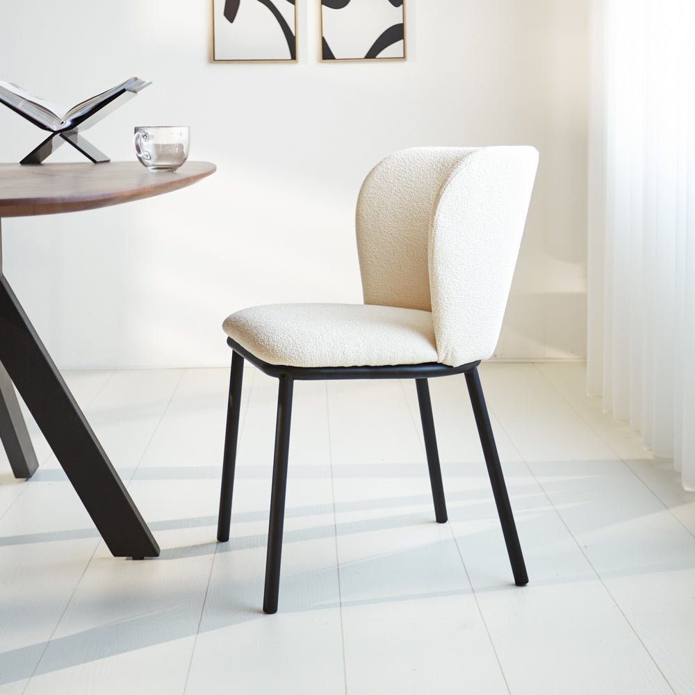 Dining room chair Tess Dimehouse White LxWxH 65x62x56 Fabric Atmospheric photo side view