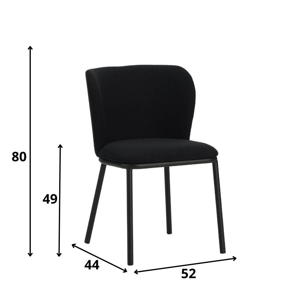 Dining room chair Tess Dimehouse Black LxWxH 65x62x56 Fabric White photo size indication