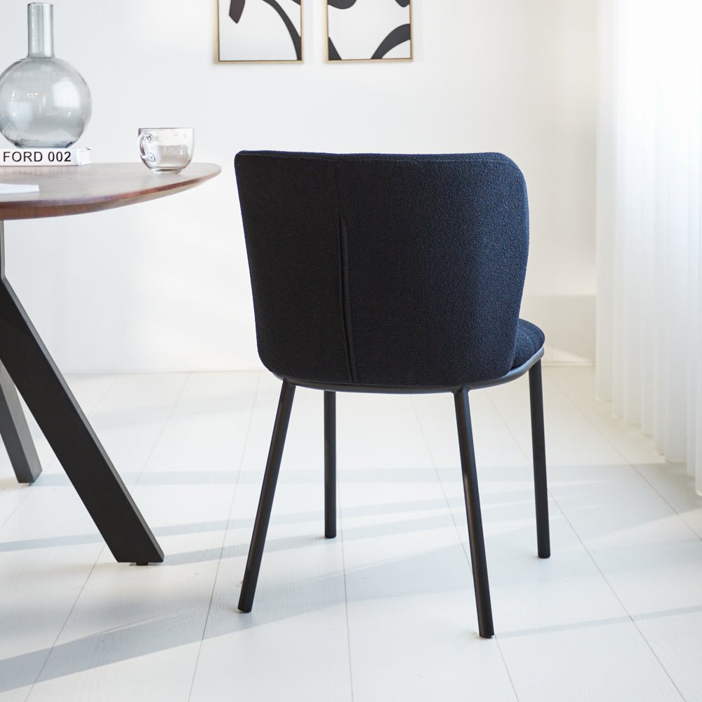 Dining room chair Tess Dimehouse Black LxWxH 65x62x56 Fabric Atmospheric photo diagonal rear view