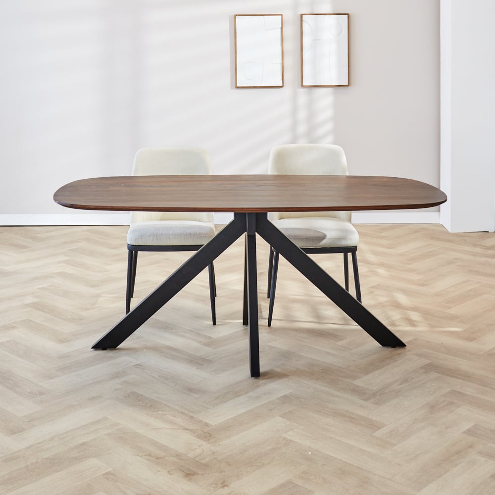 Dining table Paris Dimehouse Brown LxWxH 165x105x8 Acacia wood Atmospheric photo front view