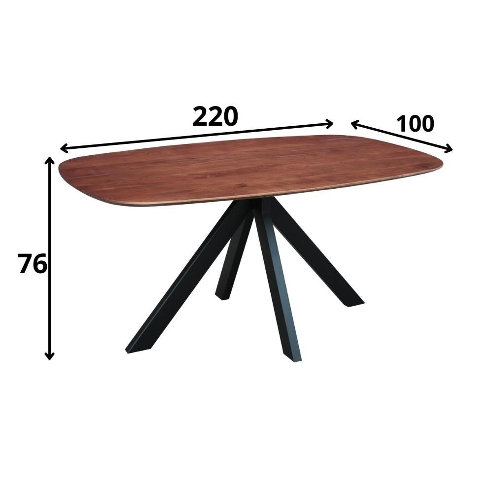 Dining table Paris Dimehouse Brown LxWxH 225x105x8 Acacia wood White photo size indication