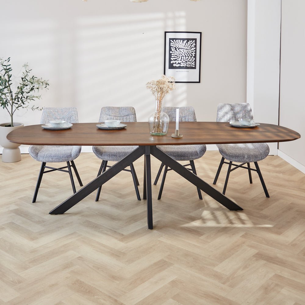 Dining table Paris Dimehouse Brown LxWxH 245x105x8 Acacia wood Atmospheric photo front view