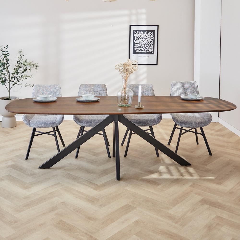 Dining table Paris Dimehouse Brown LxWxH 285x105x8 Acacia wood Atmospheric photo front view