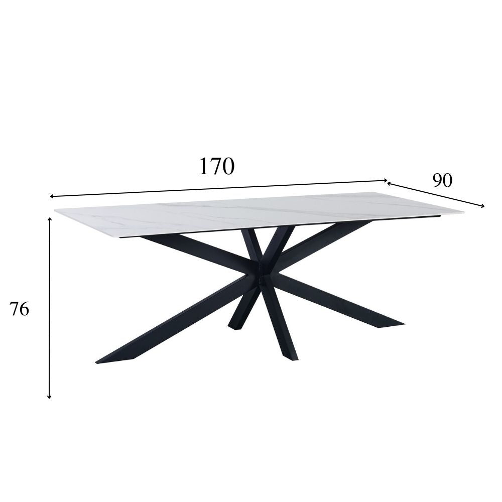 Dining table Edin White Dimehouse White LxWxH 181x102x11 Sintered stone White photo size indication