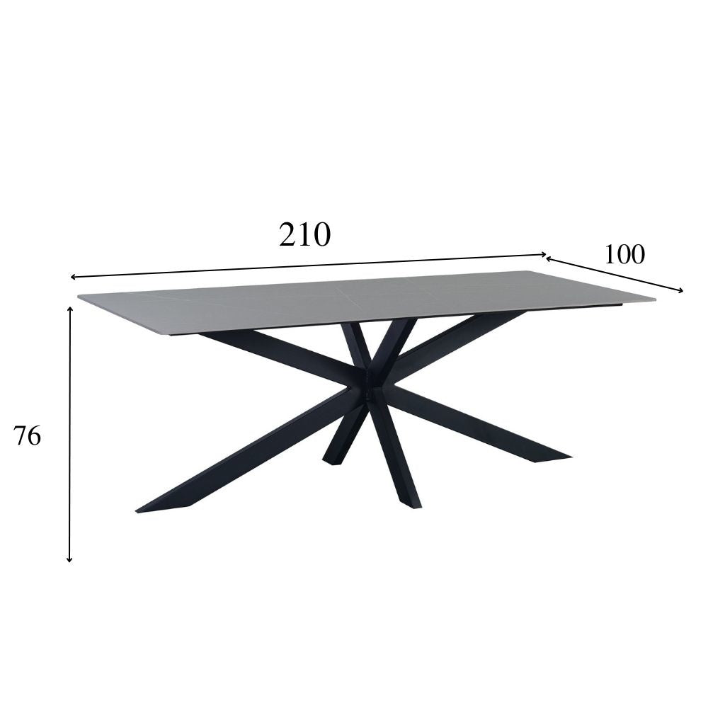 Edin Gray dining table Dimehouse Gray LxWxH 210x103x11 Sintered stone White photo size indication