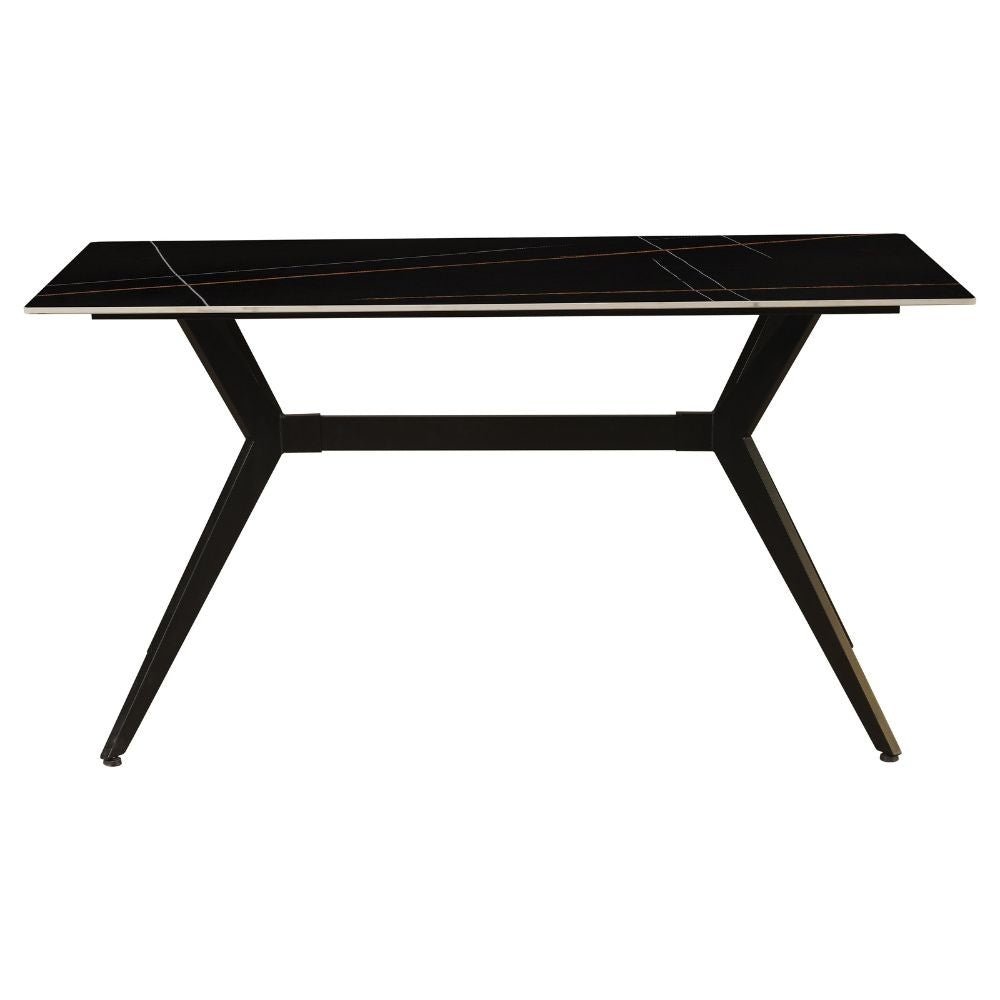 Dining table Grace Black Dimehouse Black LxWxH 160x94x13 Sintered stone Atmospheric photo diagonal front view