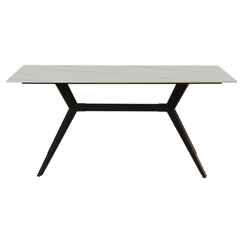 Dining table Grace White Dimehouse White LxWxH 180x104x12 Sintered stone Atmospheric photo diagonal front view