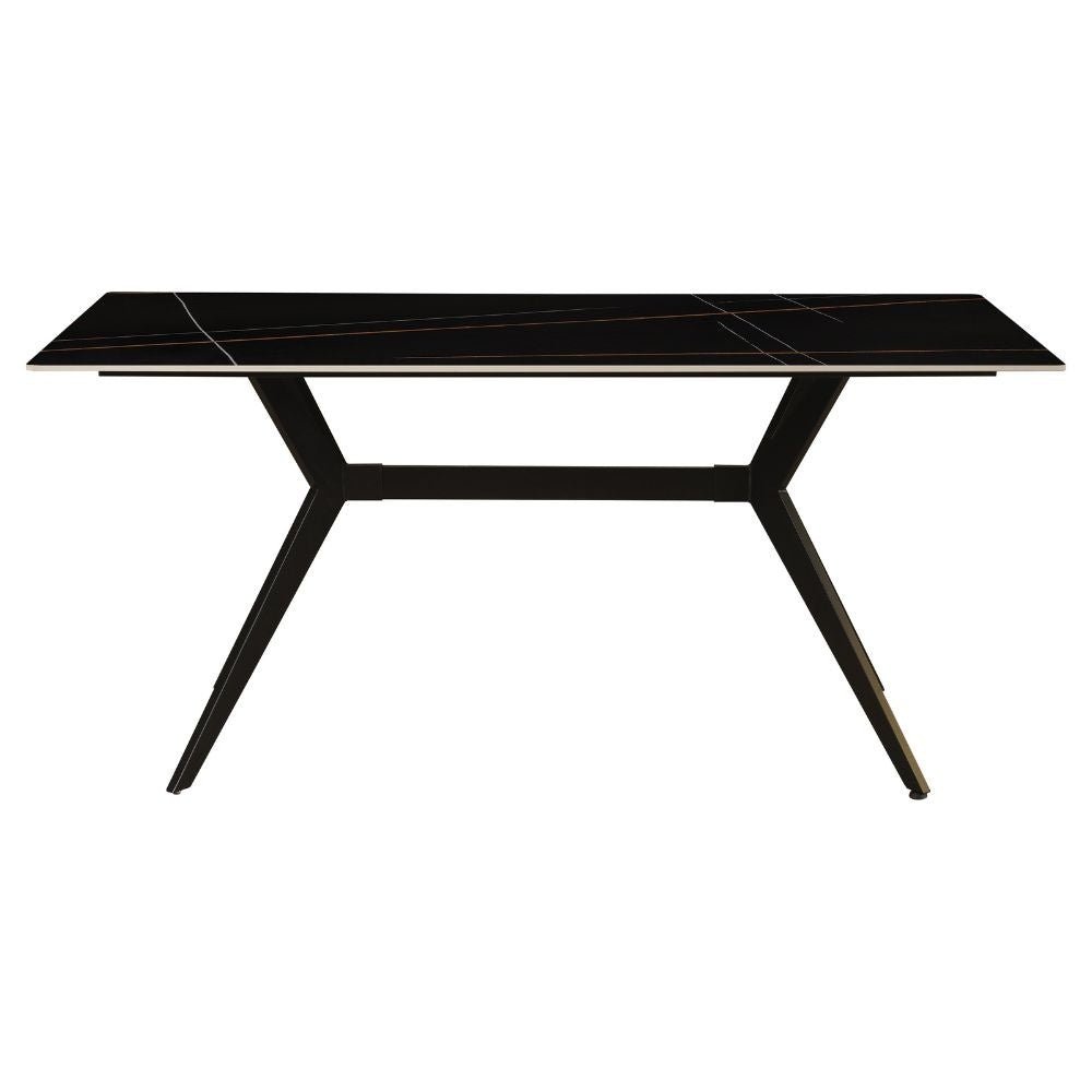 Dining table Grace Black Dimehouse Black LxWxH 180x104x12 Sintered stone Atmospheric photo diagonal front view