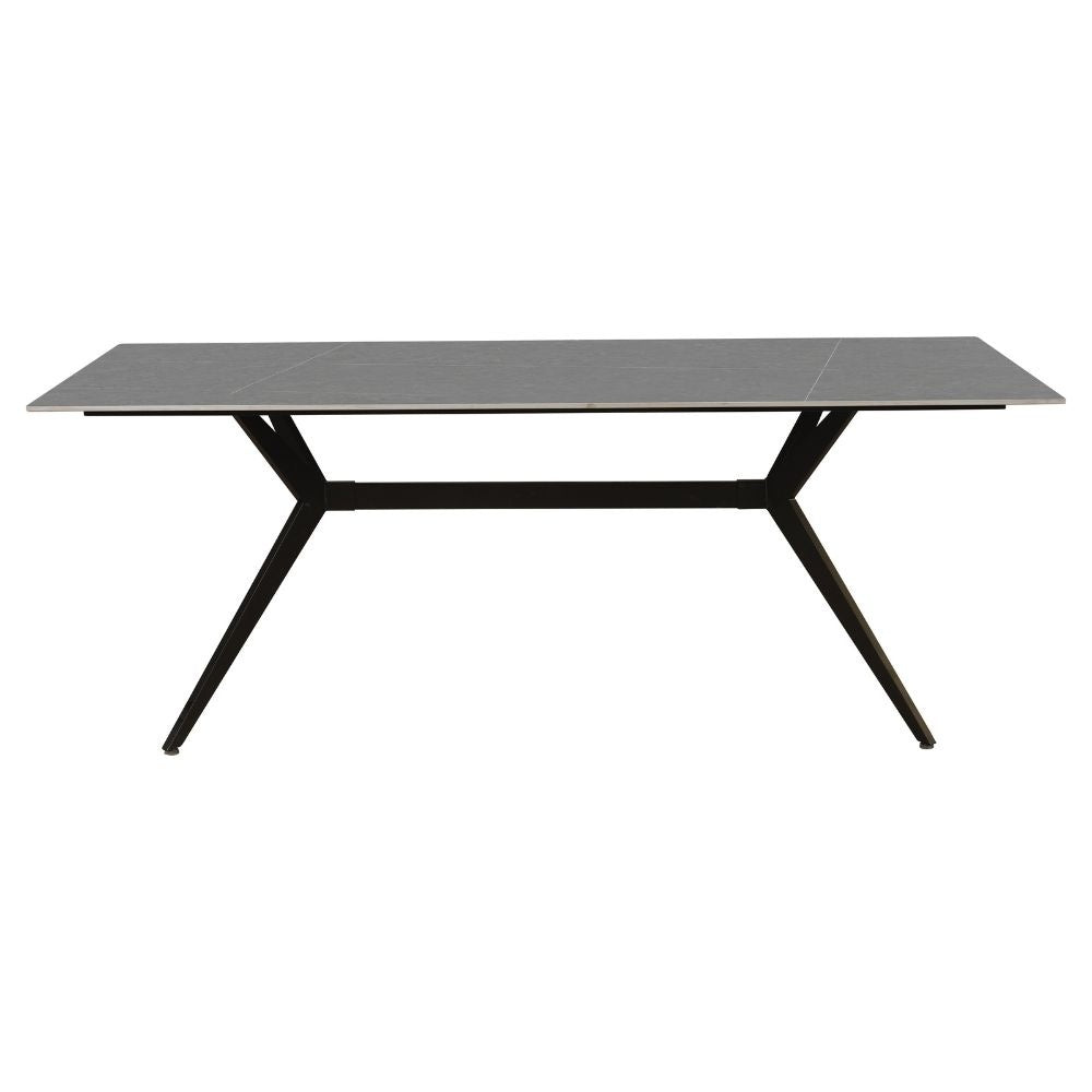 Grace Gray dining table Dimehouse Gray LxWxH 215x105x10 Sintered stone Atmospheric photo diagonal front view