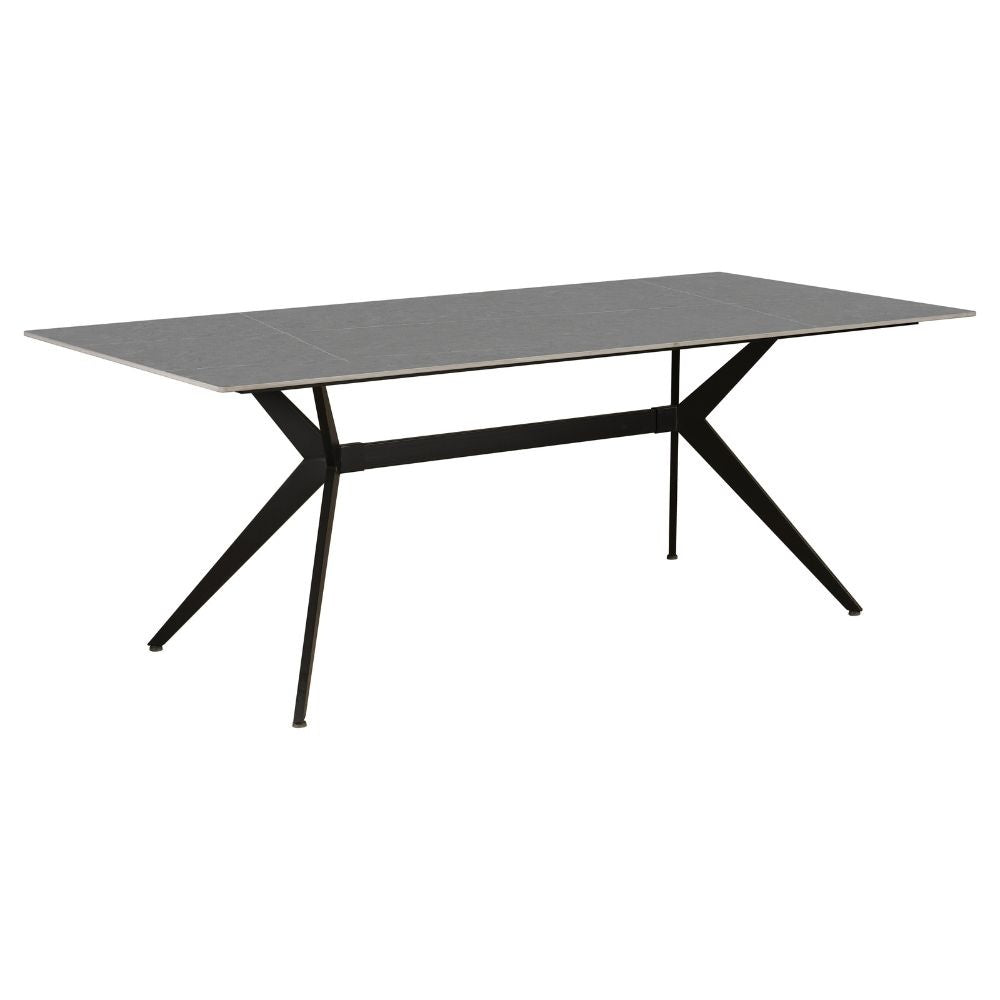 Grace Gray dining table Dimehouse Gray LxWxH 215x105x10 Sintered stone Atmospheric photo diagonal front view