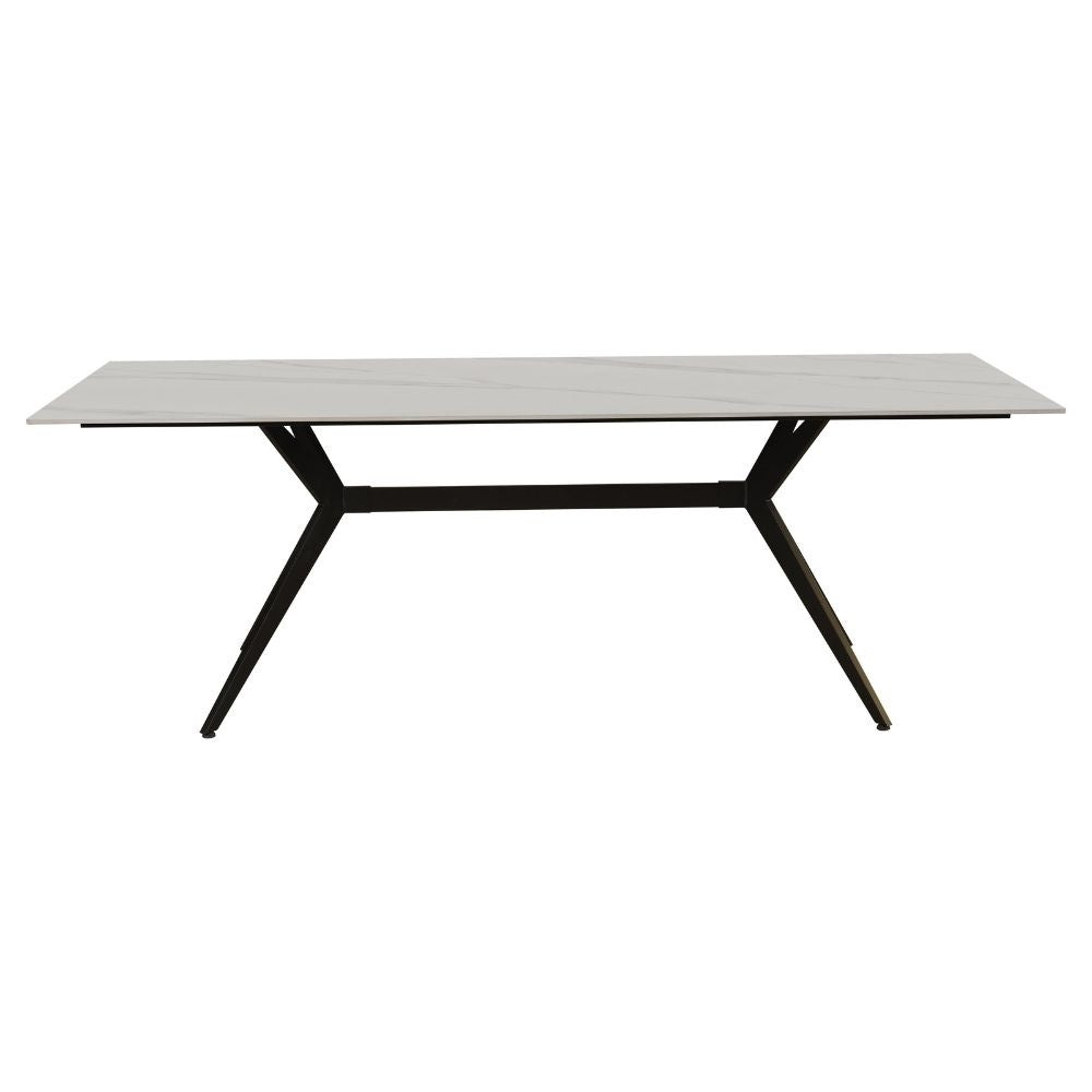 Dining table Grace White Dimehouse White LxWxH 215x105x10 Sintered stone Atmospheric photo diagonal front view