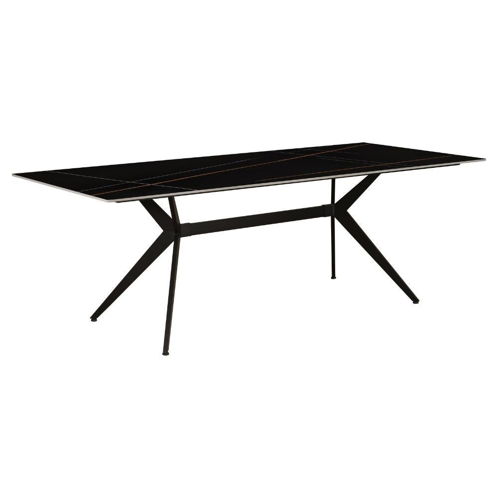 Dining table Grace Black Dimehouse Black Sintered stone Atmospheric photo diagonal front view