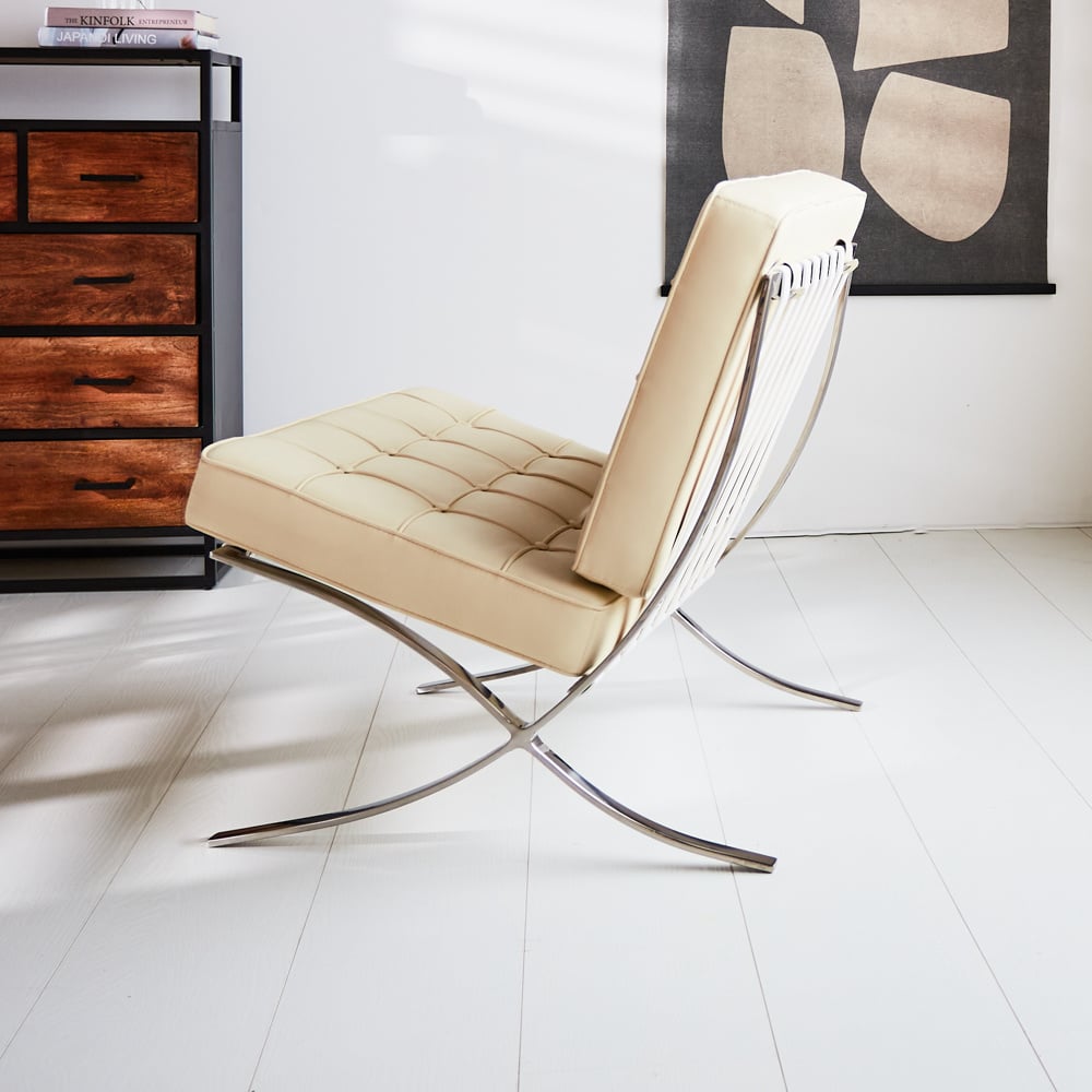 Armchair Expo Dimehouse Cream LxWxH 80x78x78 Cowhide Leather Atmosphere photo side view