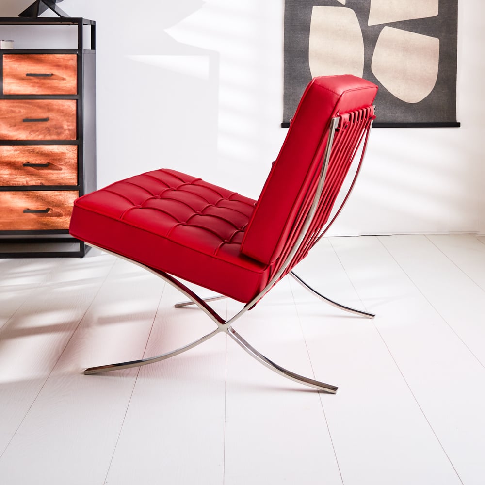 Armchair Expo Dimehouse Red LxWxH 80x78x78 Cowhide leather Atmospheric photo side view
