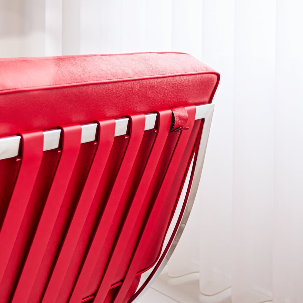 Armchair Expo Dimehouse Red LxWxH 80x78x78 Cowhide Leather Atmospheric photo detail