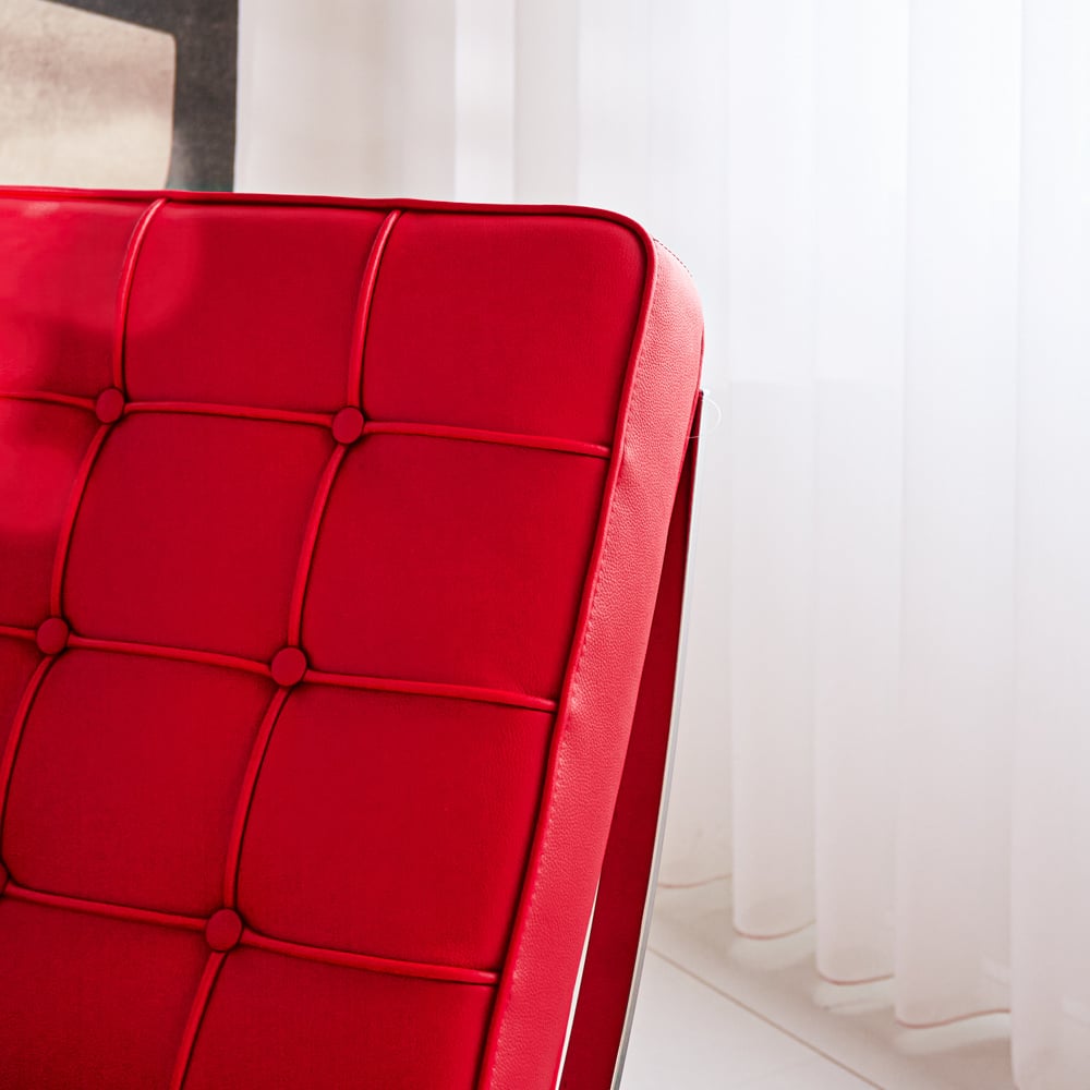 Armchair Expo Dimehouse Red LxWxH 80x78x78 Cowhide Leather Atmospheric photo detail