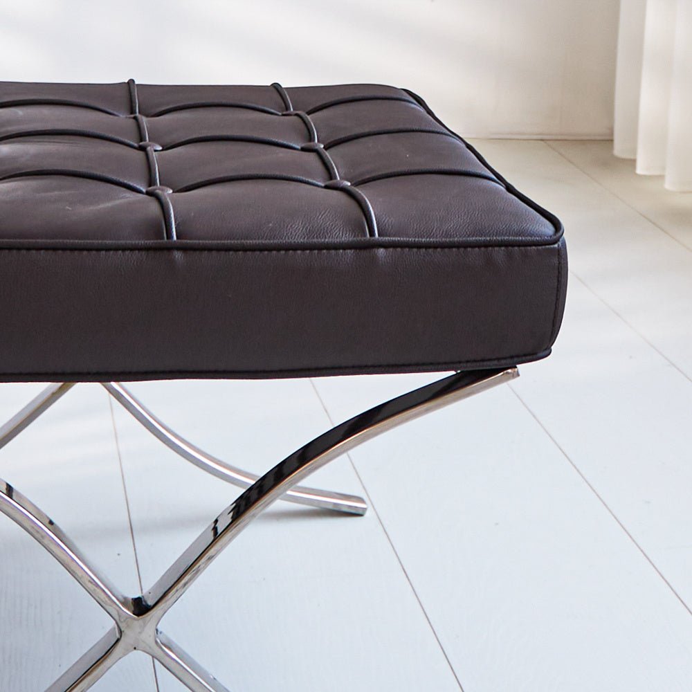 Footstool Expo Premium Dimehouse Dark brown LxWxH 63x62x36 Leather Atmospheric photo detail