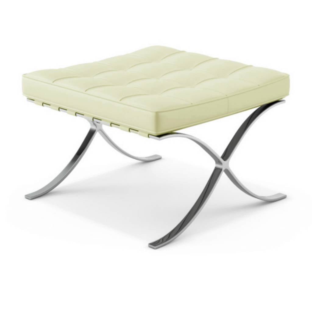 Footstool Expo Premium Dimehouse Cream LxWxH 63x62x36 Leather White photo diagonal front view