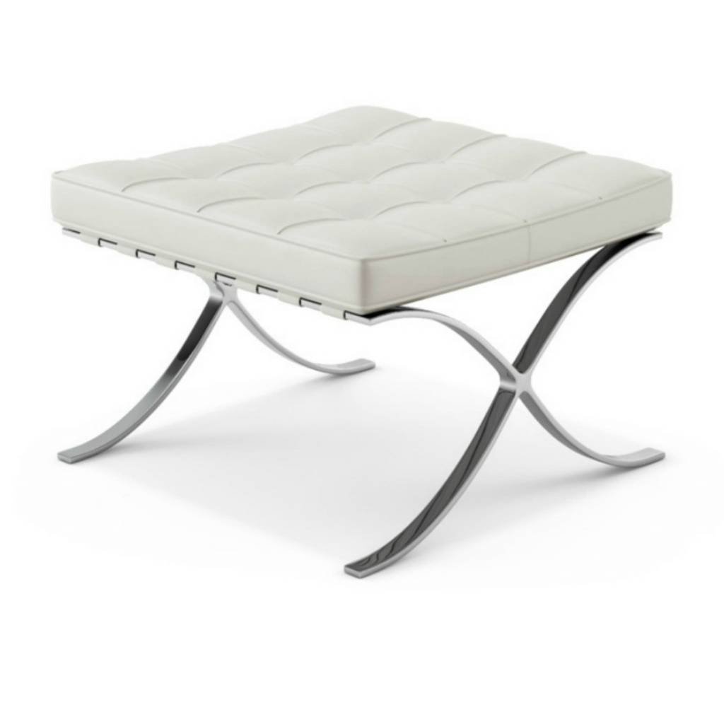 Footstool Expo Premium Dimehouse White LxWxH 63x62x36 Leather White photo diagonal front view