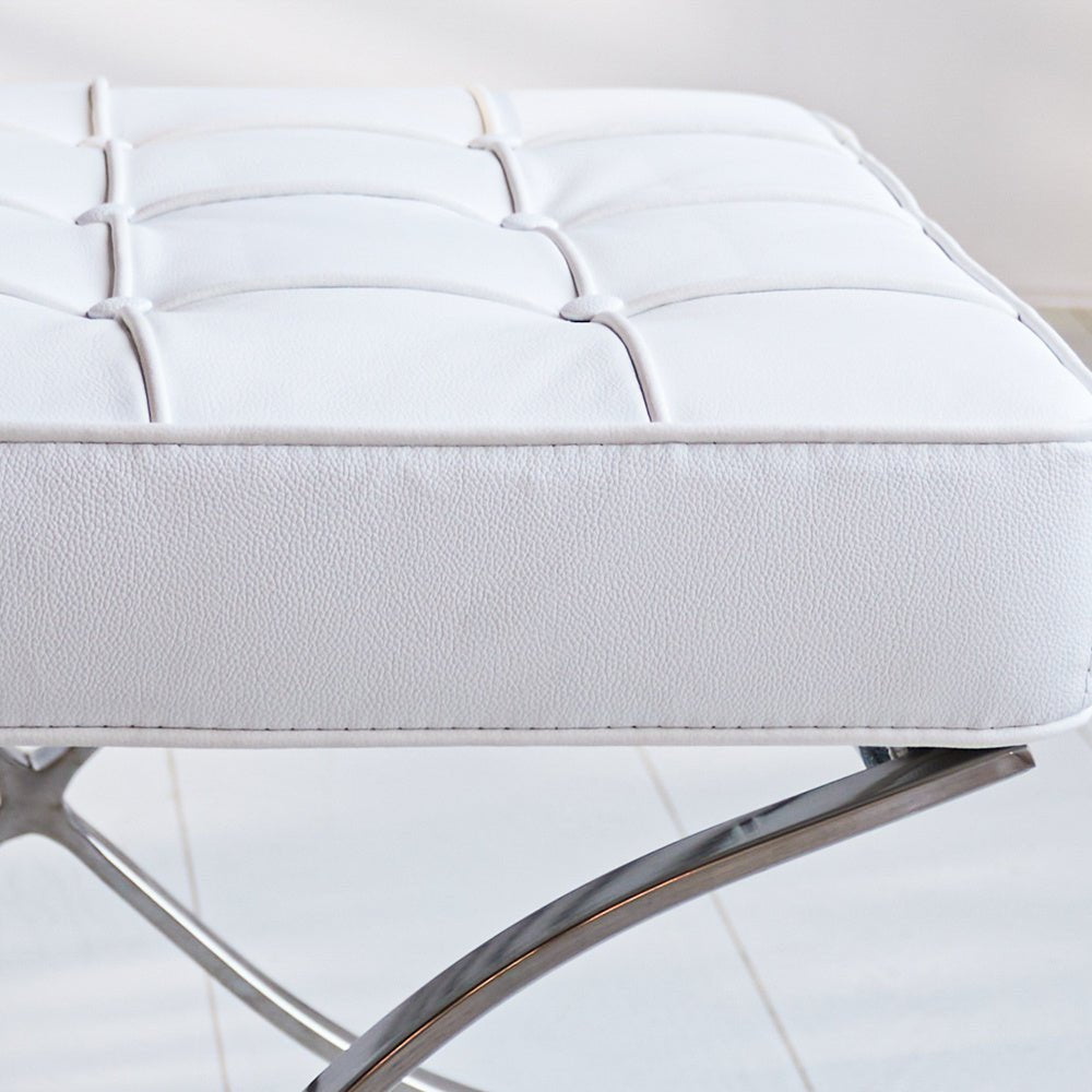 Footstool Expo Premium Dimehouse White LxWxH 63x62x36 Leather Atmospheric photo detail