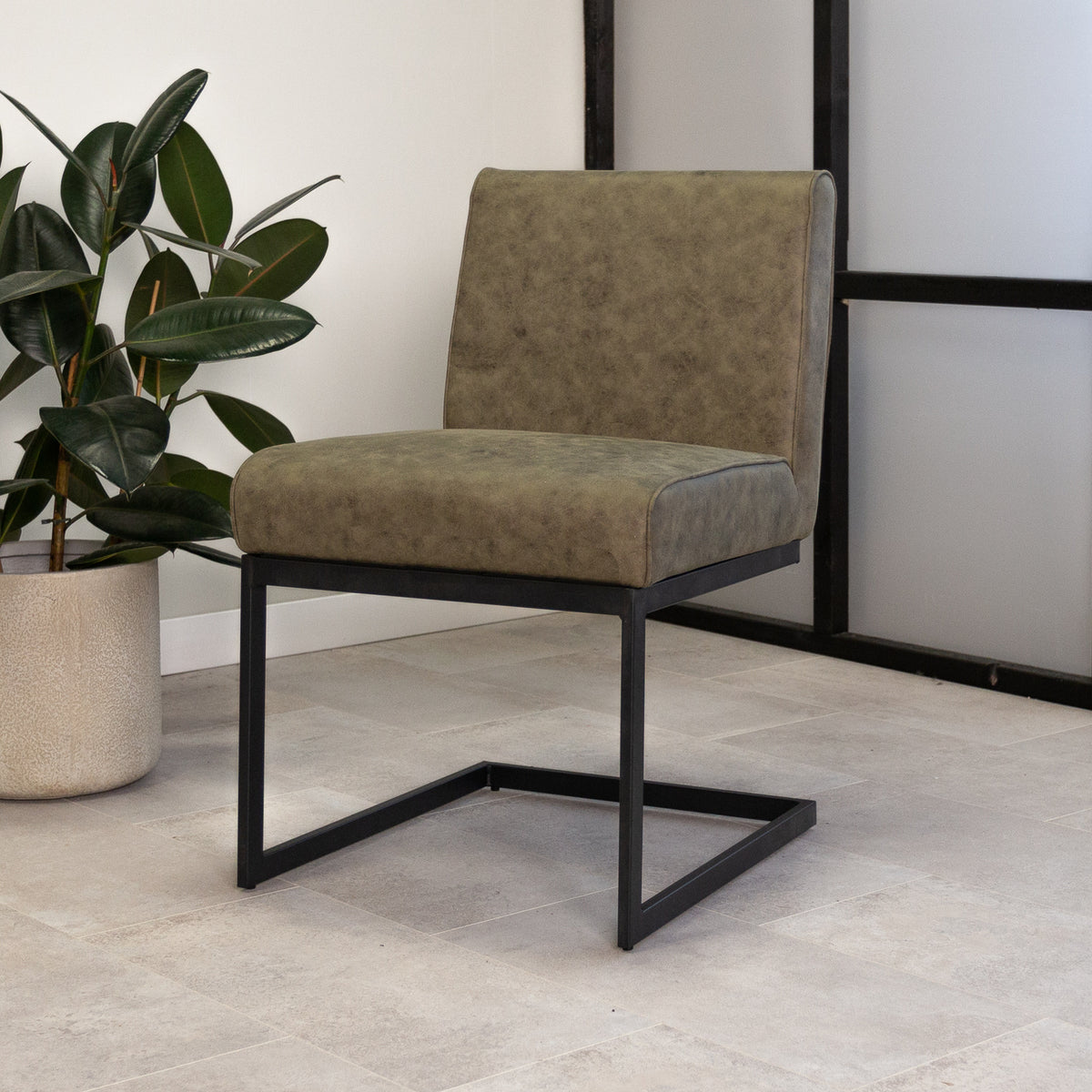 Dining room chair Nathan Dimehouse Green LxWxH 75x62x56 Fabric Atmospheric photo diagonal front view