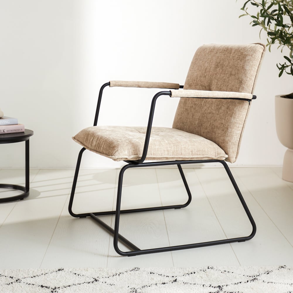 Hailey Chenille armchair Dimehouse Beige LxWxH 66x64x37 Fabric Atmospheric photo side view