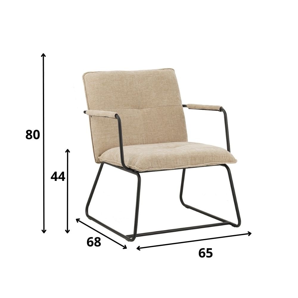 Hailey Chenille armchair Dimehouse Beige LxWxH 66x64x37 Fabric White photo size indication