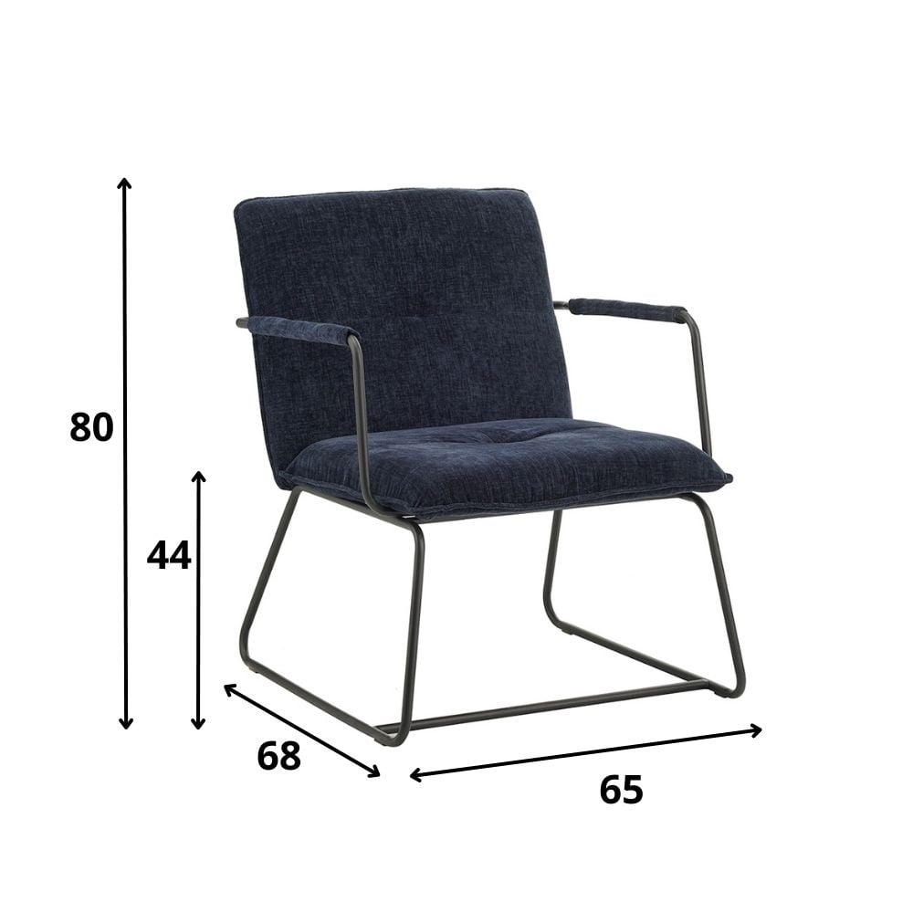 Hailey Chenille armchair Dimehouse Blue LxWxH 66x64x37 Fabric White photo size indication