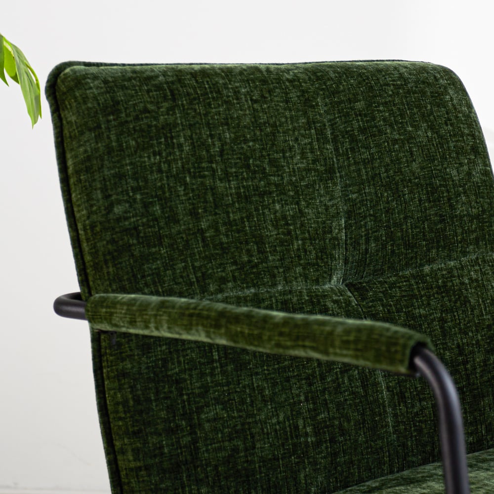 Hailey Chenille armchair Dimehouse Dark green LxWxH 66x64x37 Fabric Atmospheric photo detail