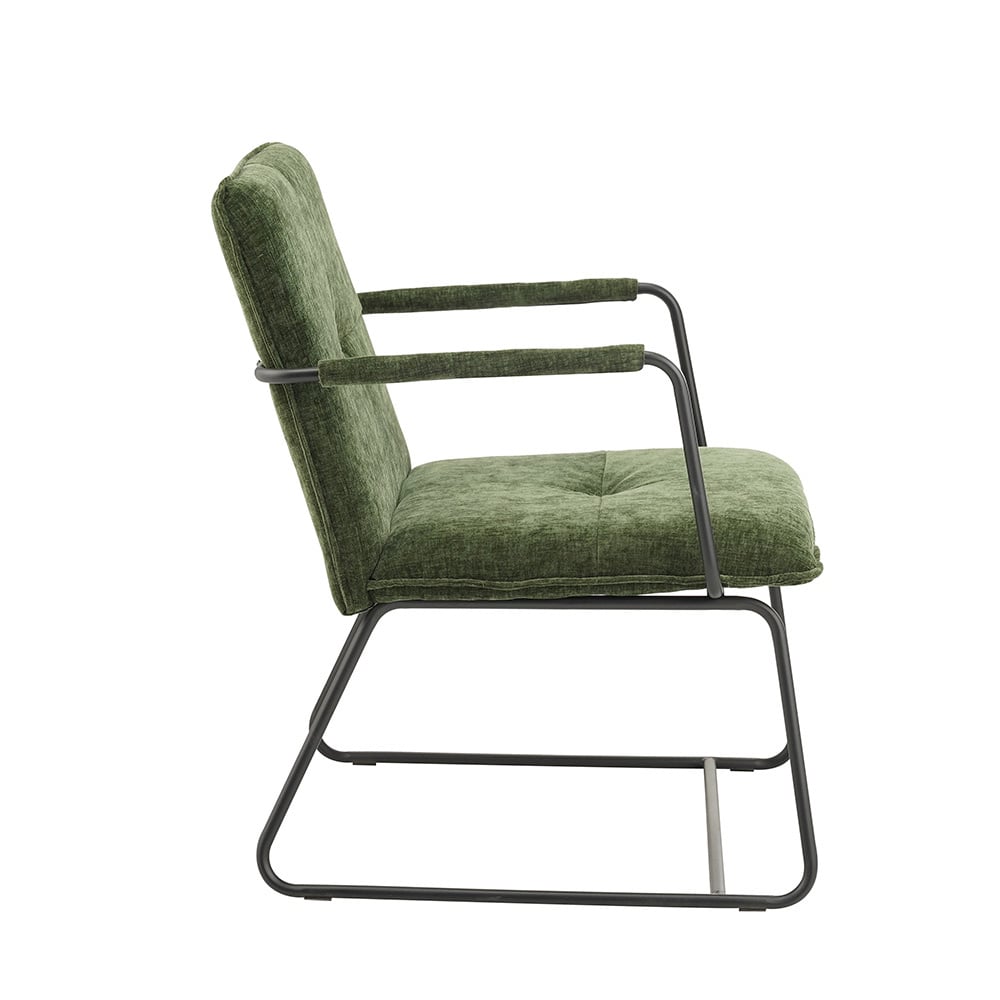 Hailey Chenille armchair Dimehouse Dark green LxWxH 66x64x37 Fabric White photo side view