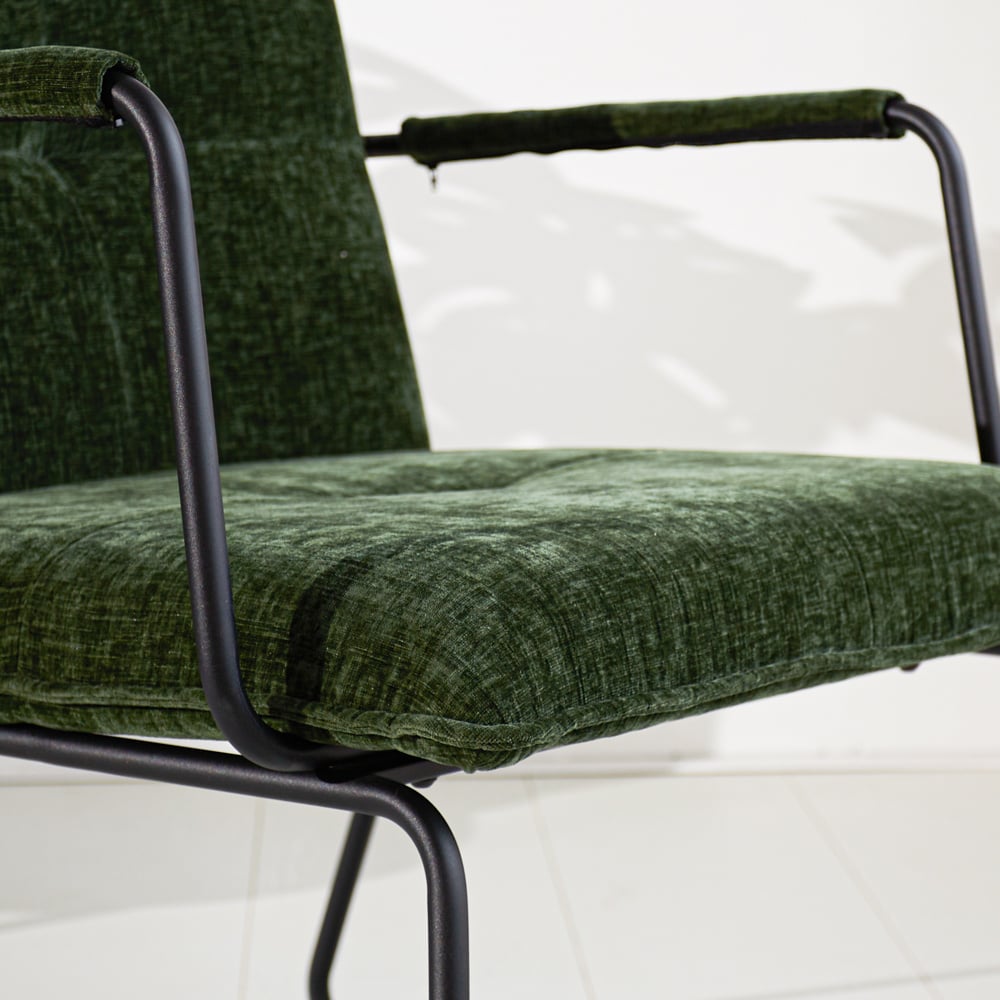 Hailey Chenille armchair Dimehouse Dark green LxWxH 66x64x37 Fabric Atmospheric photo detail