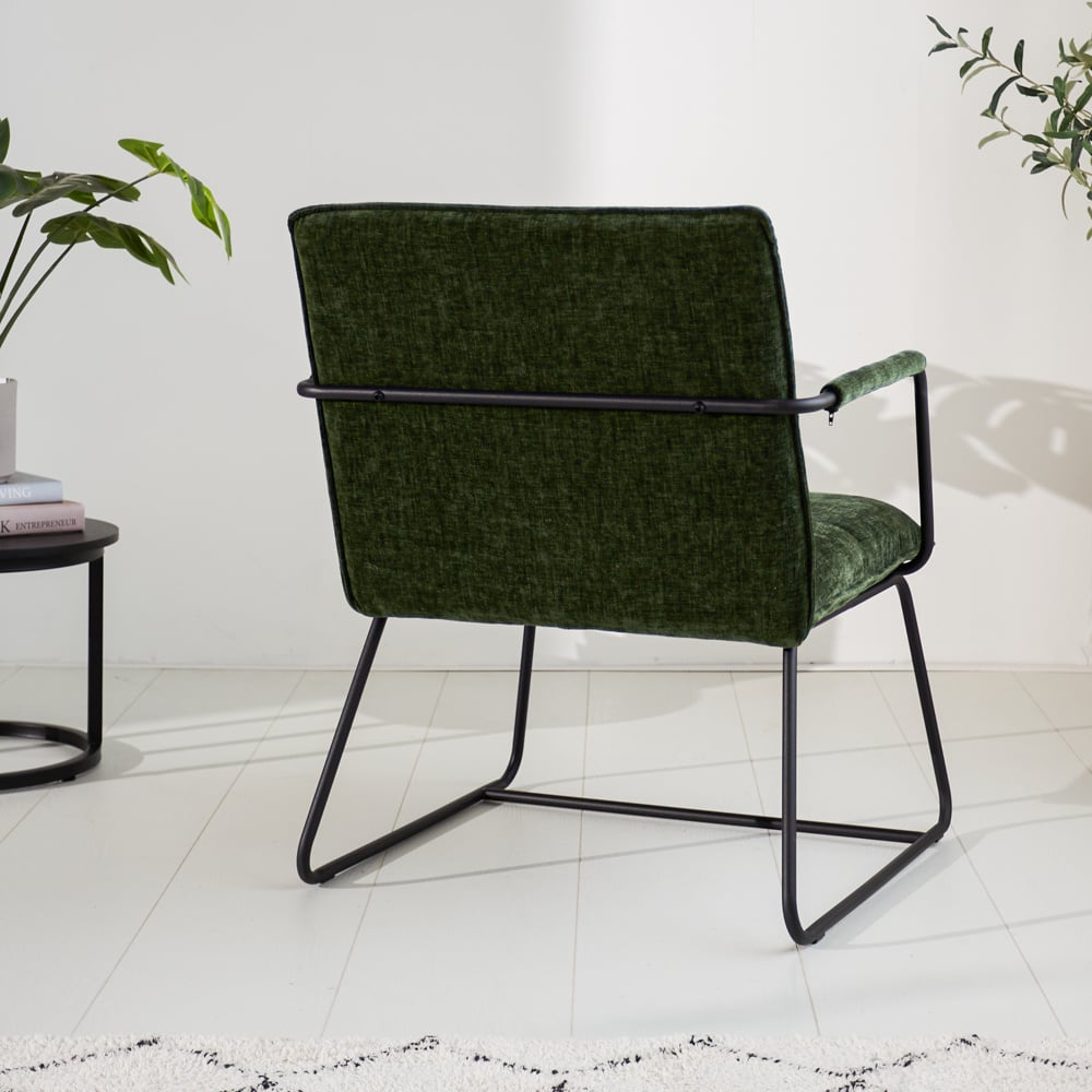 Hailey Chenille armchair Dimehouse Dark green LxWxH 66x64x37 Fabric Atmospheric photo diagonal rear view