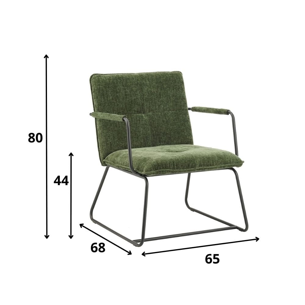 Hailey Chenille armchair Dimehouse Dark green LxWxH 66x64x37 Fabric White photo size indication