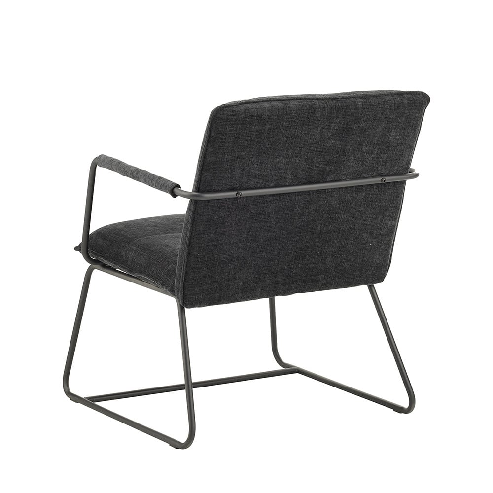Hailey Chenille armchair Dimehouse Black LxWxH 66x64x37 Fabric White photo diagonal rear view
