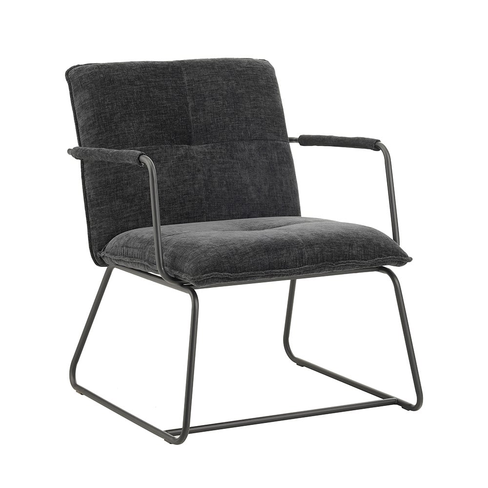 Hailey Chenille armchair Dimehouse Black LxWxH 66x64x37 Fabric White photo diagonal front view