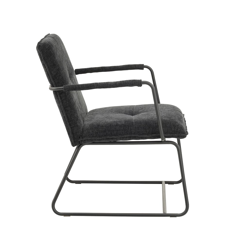 Hailey Chenille armchair Dimehouse Black LxWxH 66x64x37 Fabric White photo side view