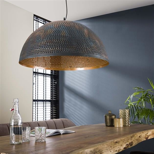 Hanging lamp Aya 70 DH Interior Brown LxWxH 73x73x46 Black brown Atmospheric photo diagonal front view